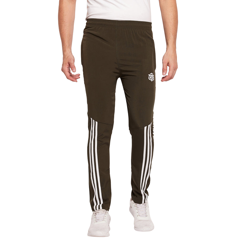 Men Striped Running Track Pants with Zipper Pocket