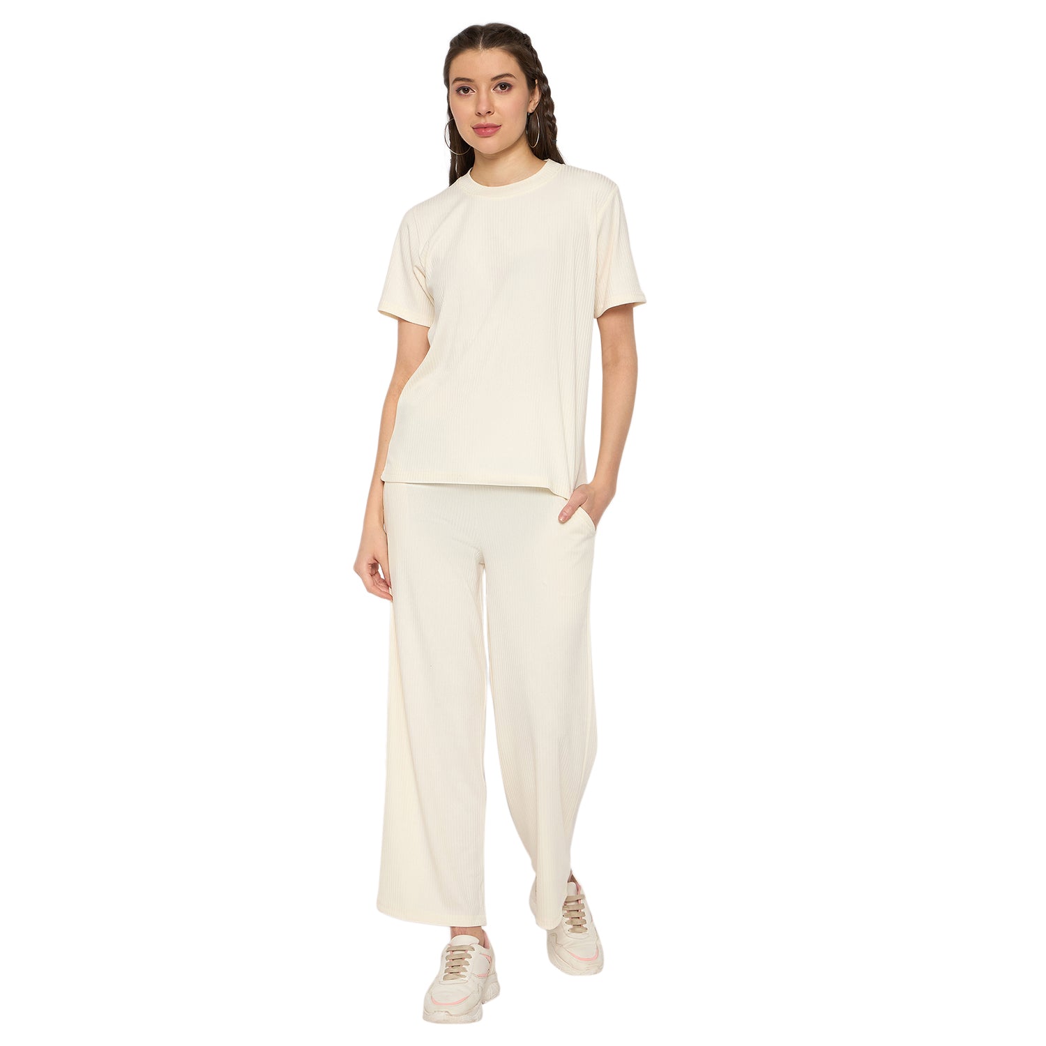 Cream Night Suit Set for Women