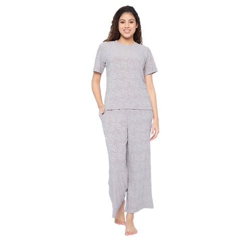 Top and Pyjama Set for Women Nightwear, Grey