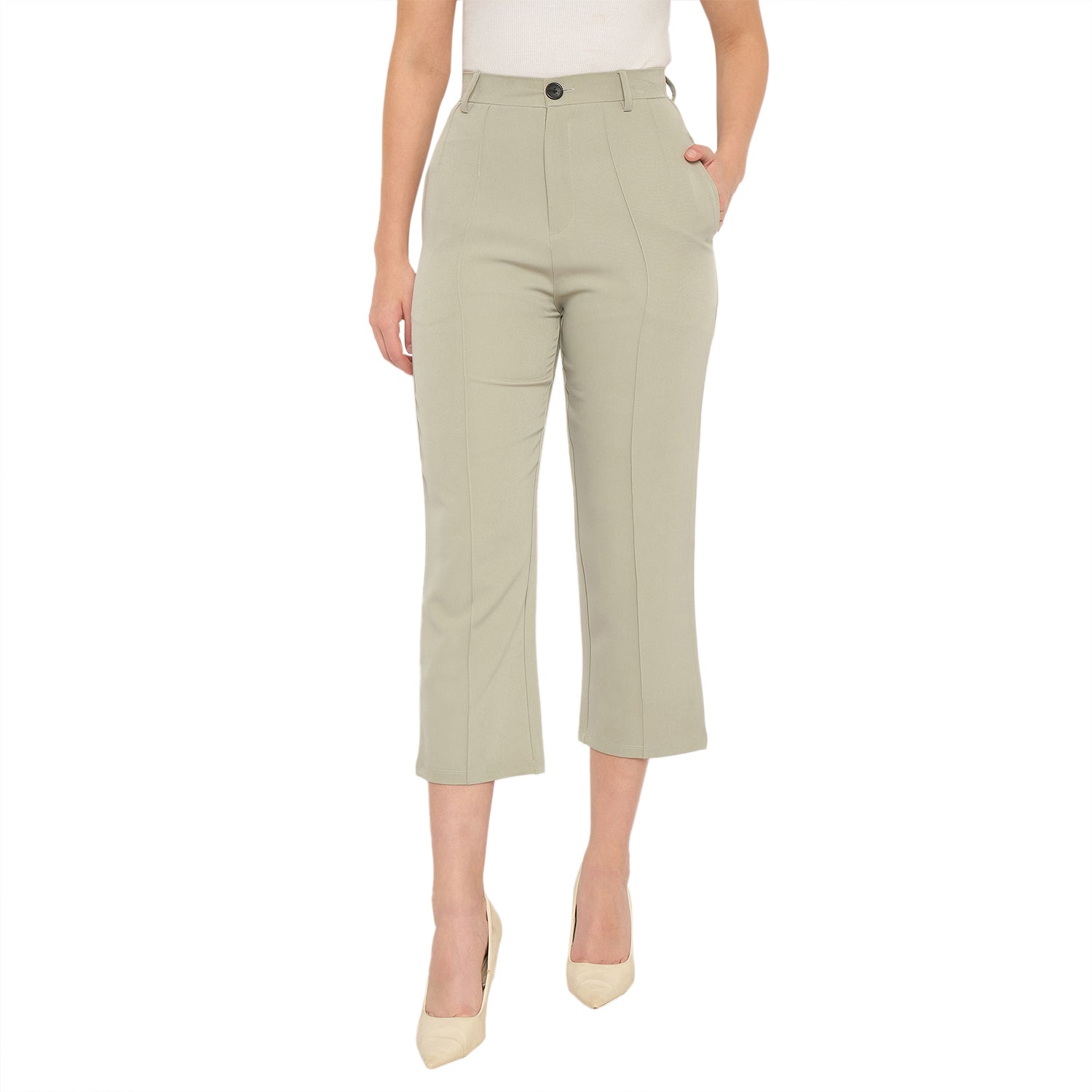 Women's Cropped Trousers, Light Green