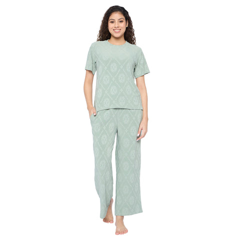 Top and Pyjama Set for Women Nightwear, Green