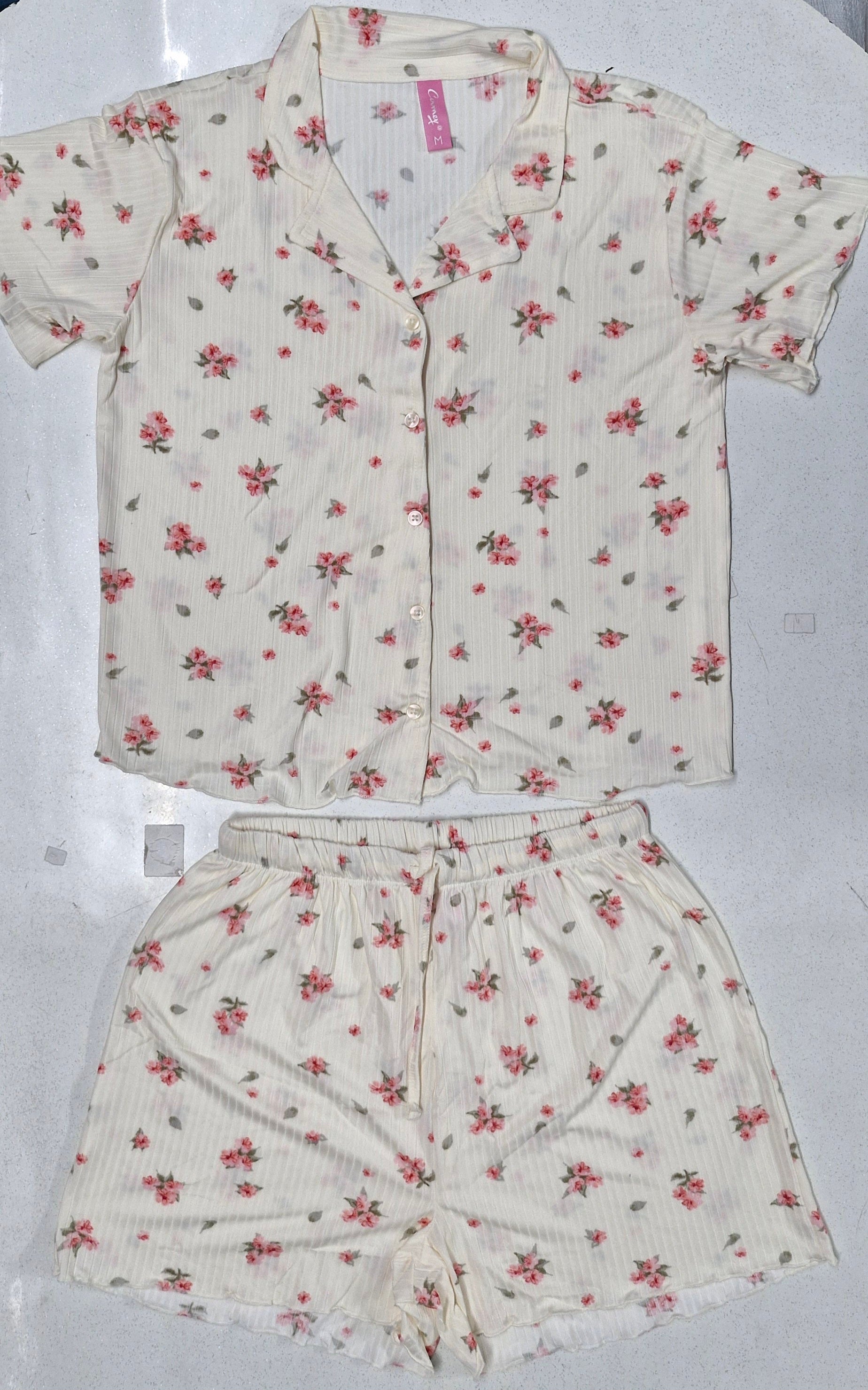 Women Night Suit, Loose Fit Short Set, Shirt & Short Loungewear, Printed Co-Ord, Stretch Fabric