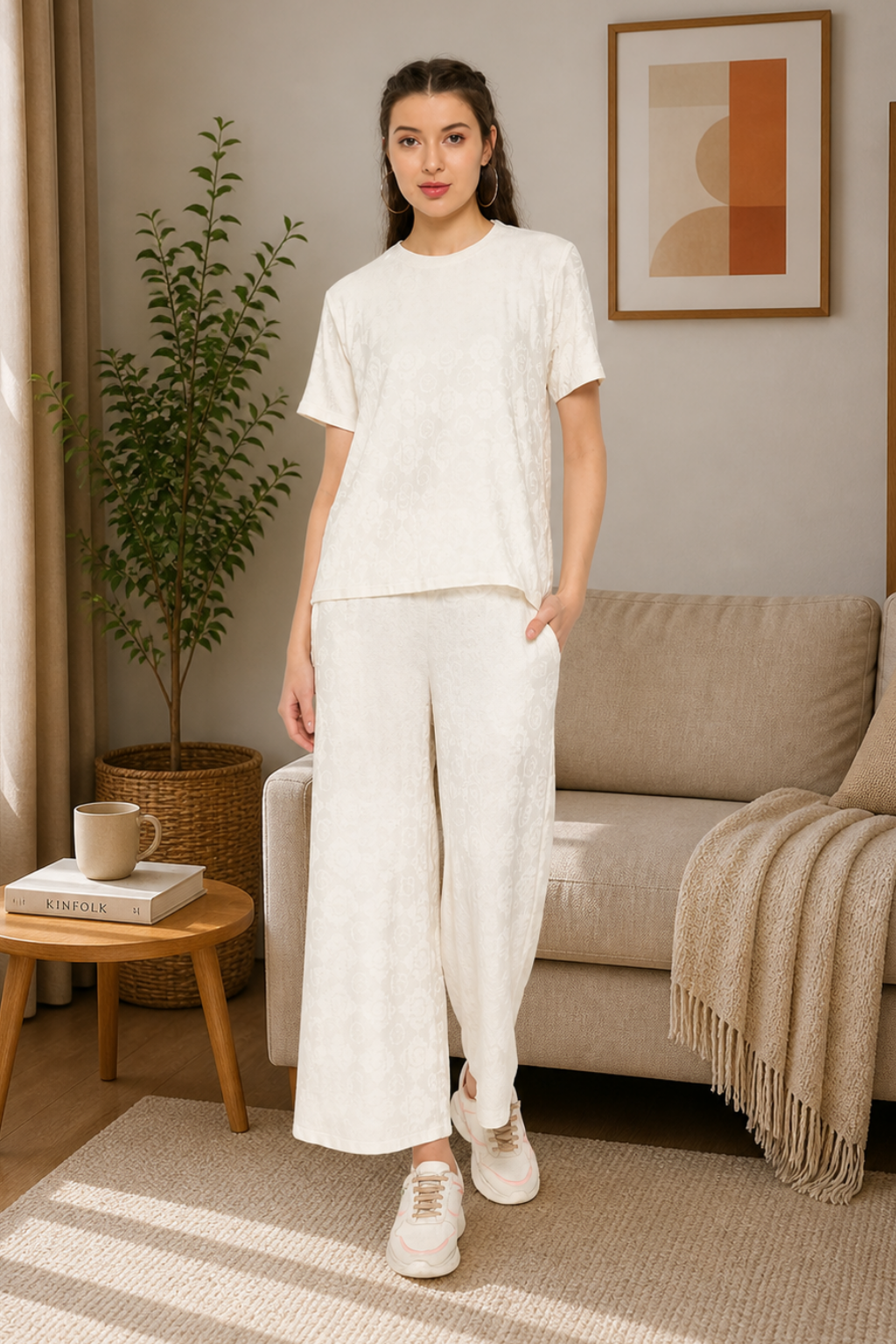 White Night Suit Set for Women