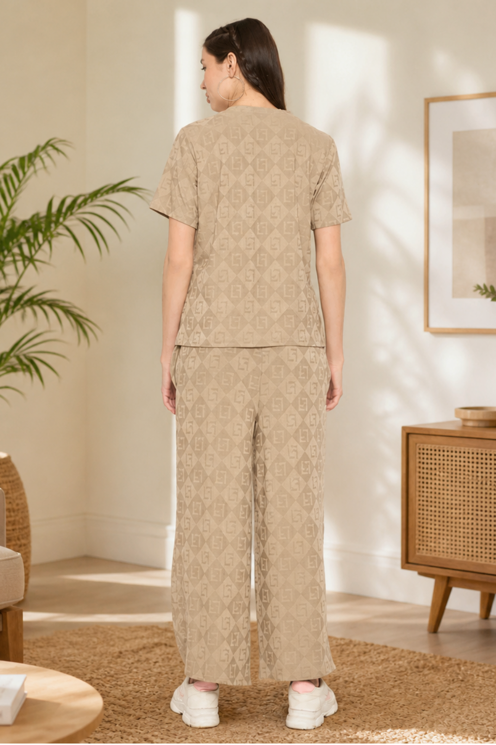 Beige Night Suit Set for Women