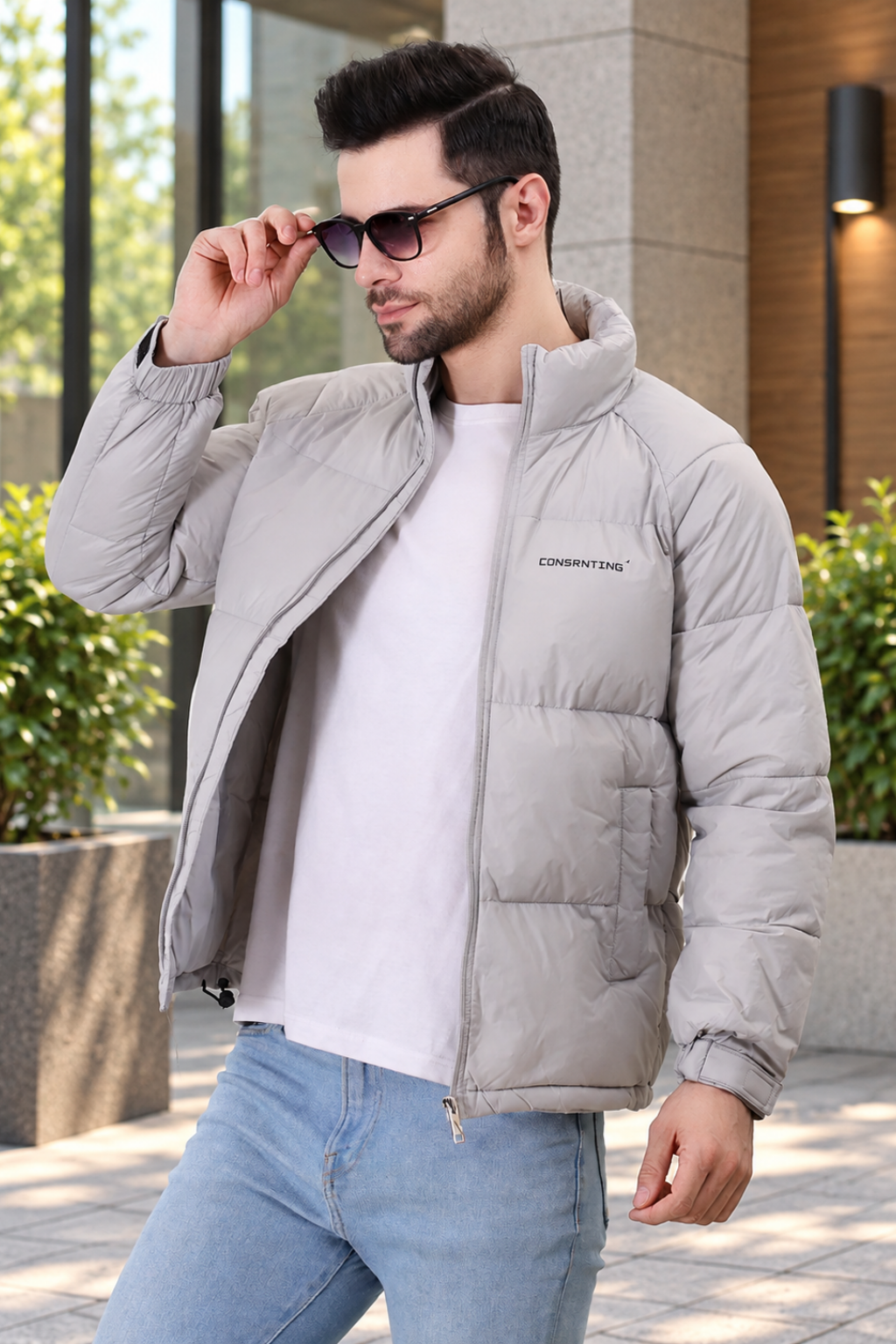 Men's Stand Collar Puffer Jacket for winter