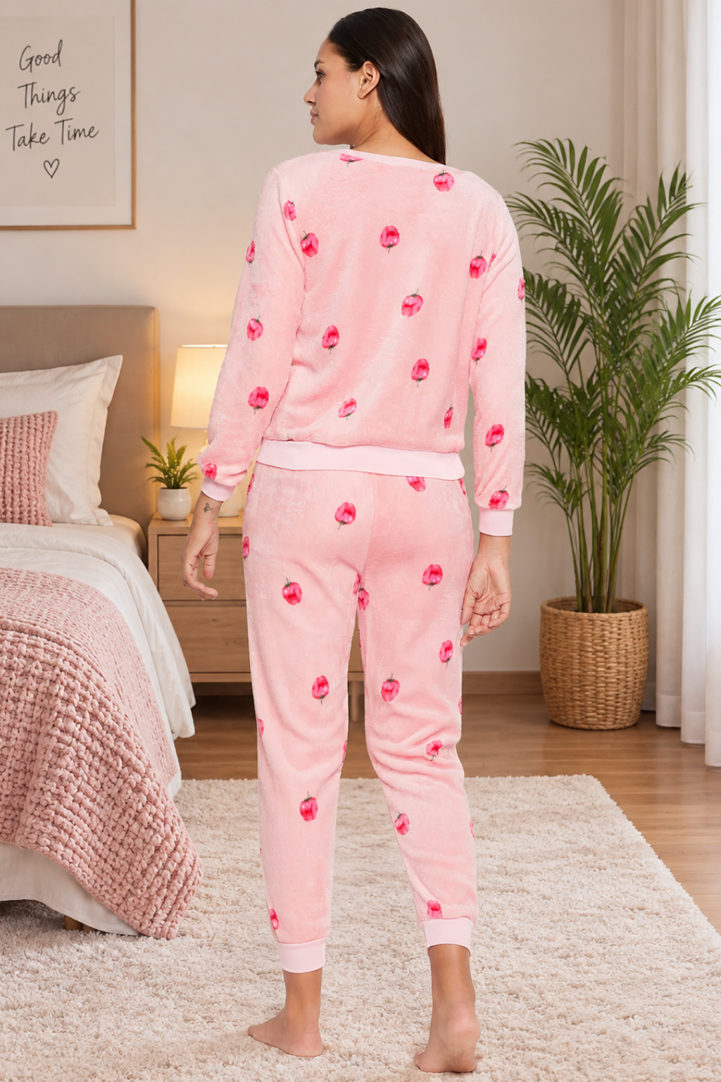 Women Printed Winter Full Sleeve Top and Pajama Pants