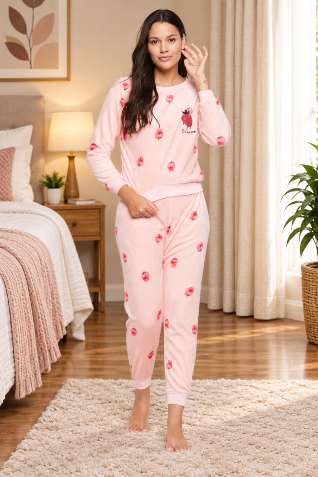 Women Printed Winter Full Sleeve Top and Pajama Pants