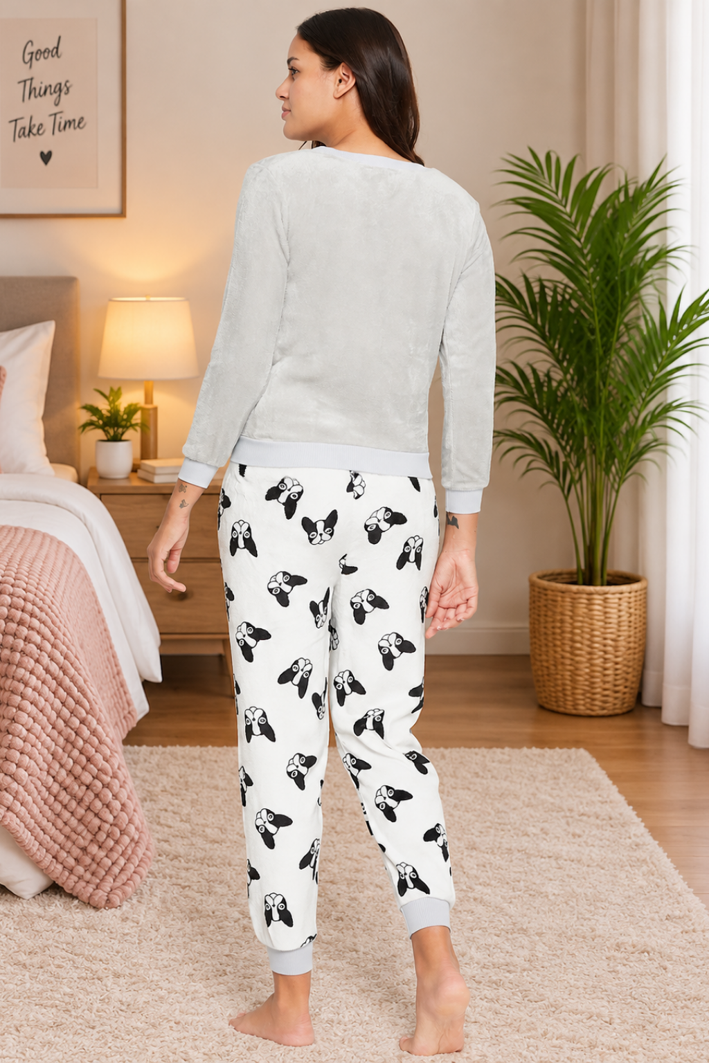 Women Printed Winter Full Sleeve Top and Pajama Pants