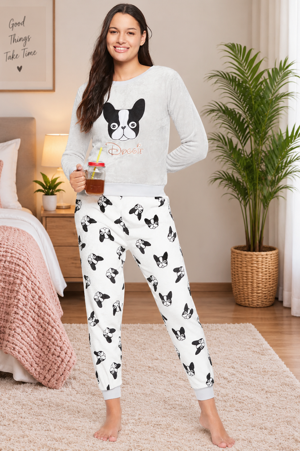 Women Printed Winter Full Sleeve Top and Pajama Pants