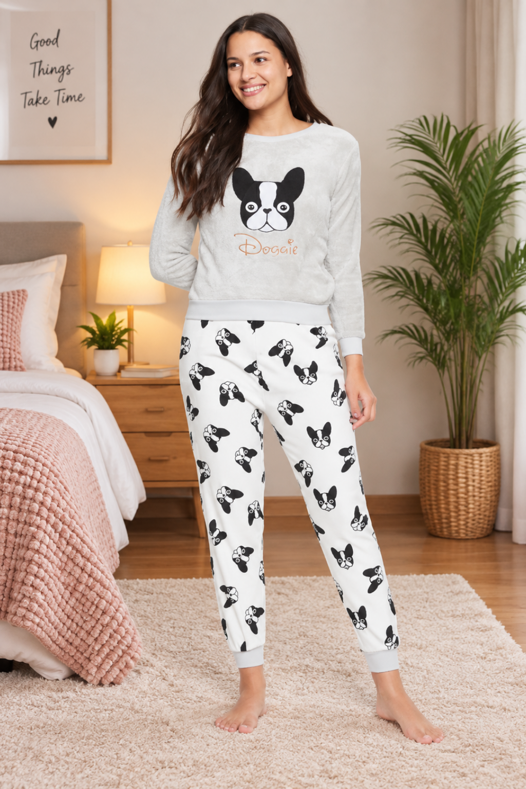 Women Printed Winter Full Sleeve Top and Pajama Pants