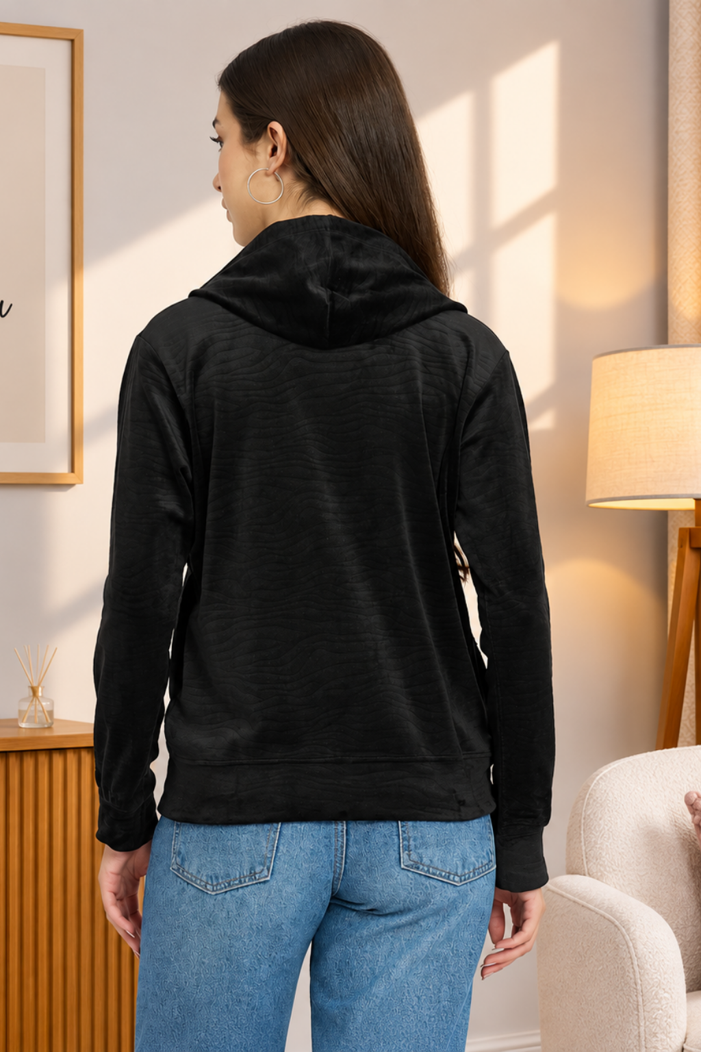 Women’s Whale Textured Zip-Up Hooded Sweatshirt