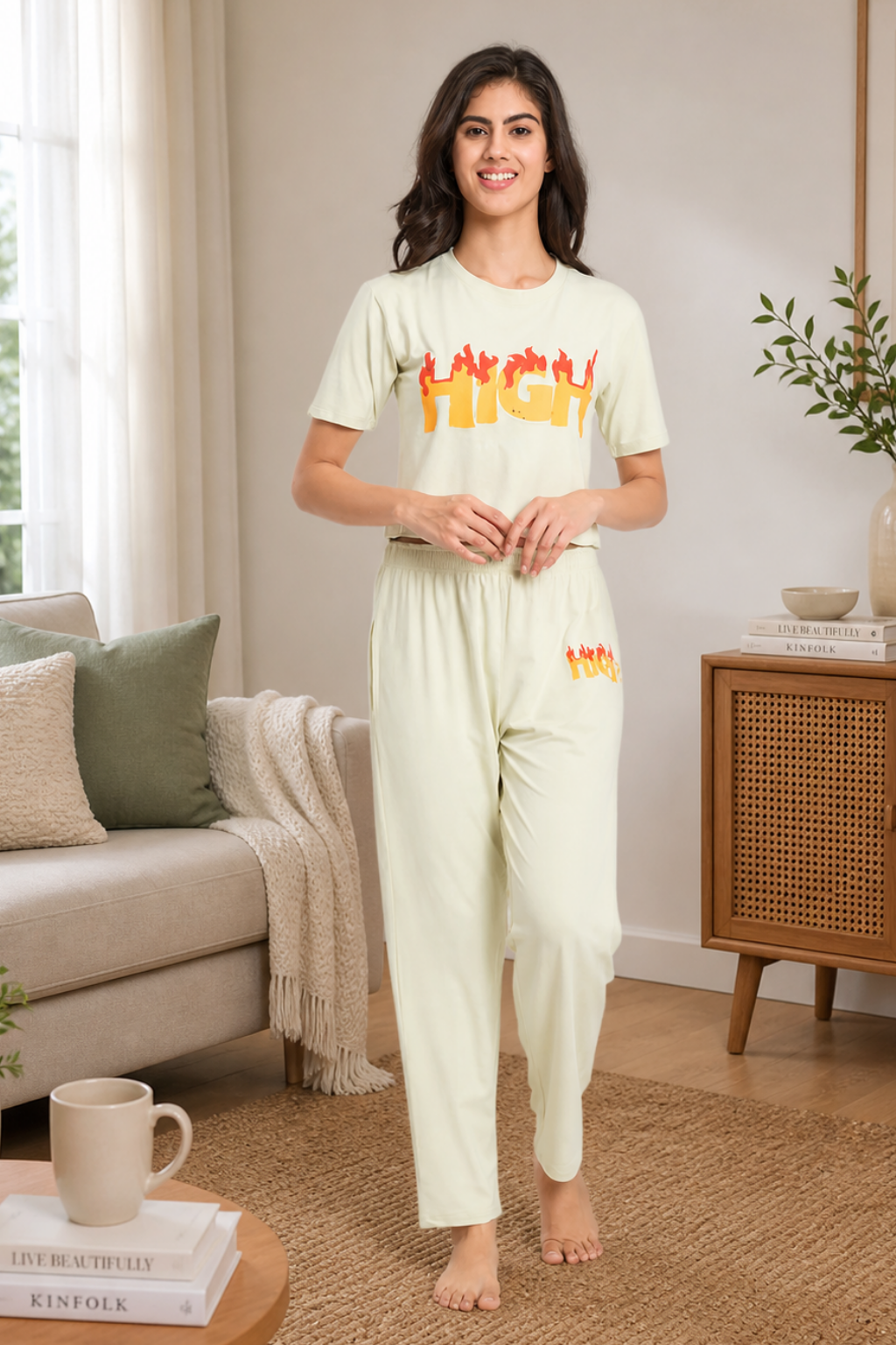 crop top and pants pajama set