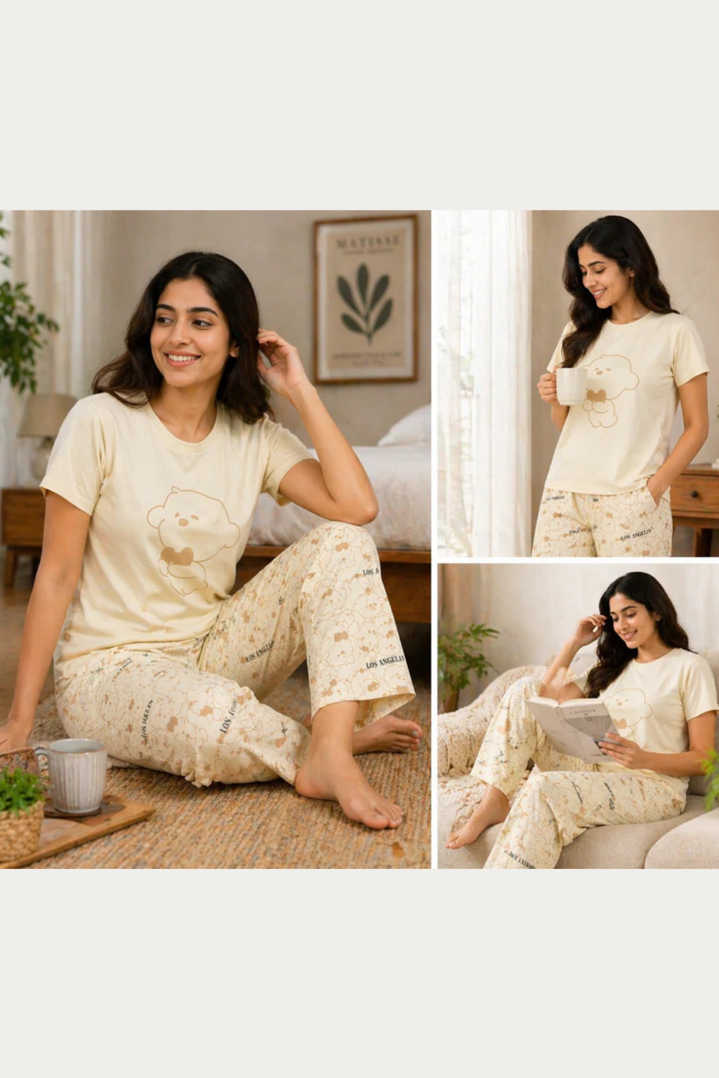 Women Soft Comfortable Night Suit Lounge Wear Pyjama Set for Daily Wear