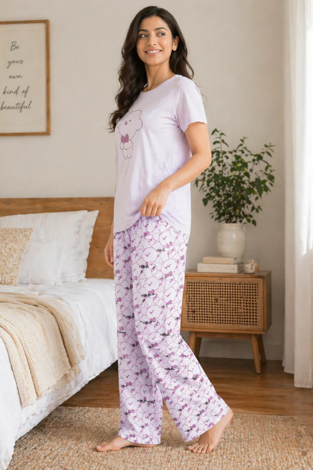 Women Soft Comfortable Night Suit Lounge Wear Pyjama Set for Daily Wear