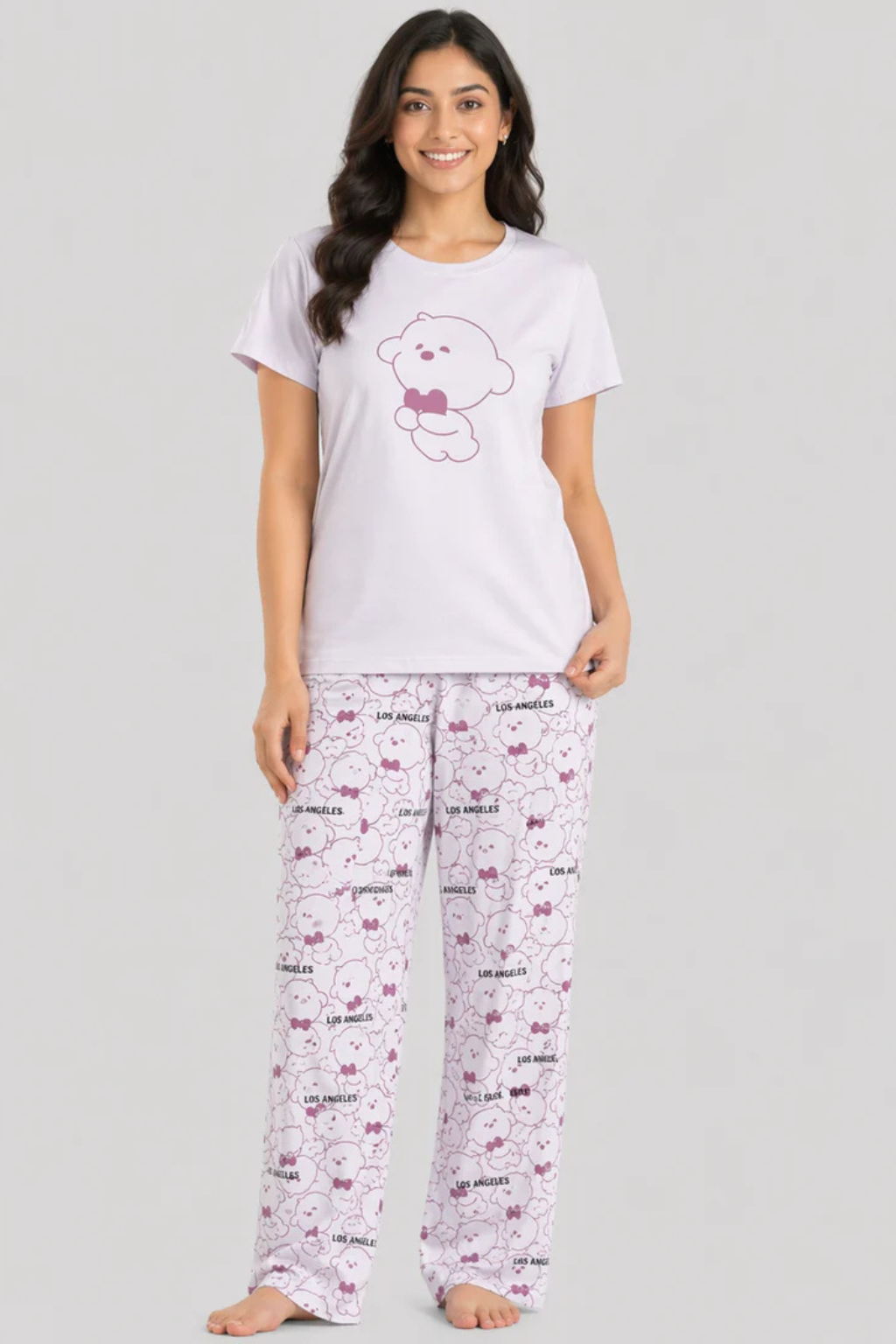 Women Night Suit Set – Soft Printed Sleepwear with Half Sleeves & Full Length Pyjama