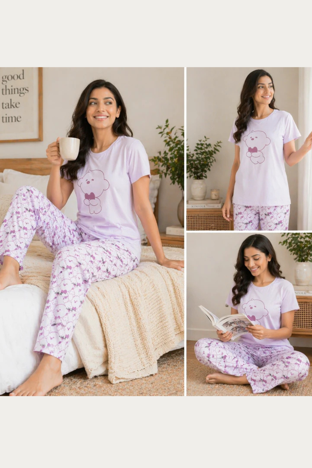 Women Soft Comfortable Night Suit Lounge Wear Pyjama Set for Daily Wear