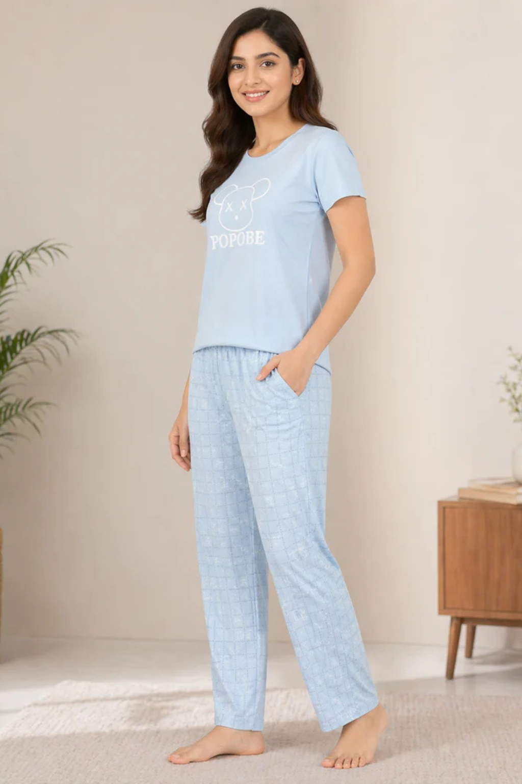 Women Soft Comfortable Night Suit Lounge Wear Pyjama Set for Daily Wear