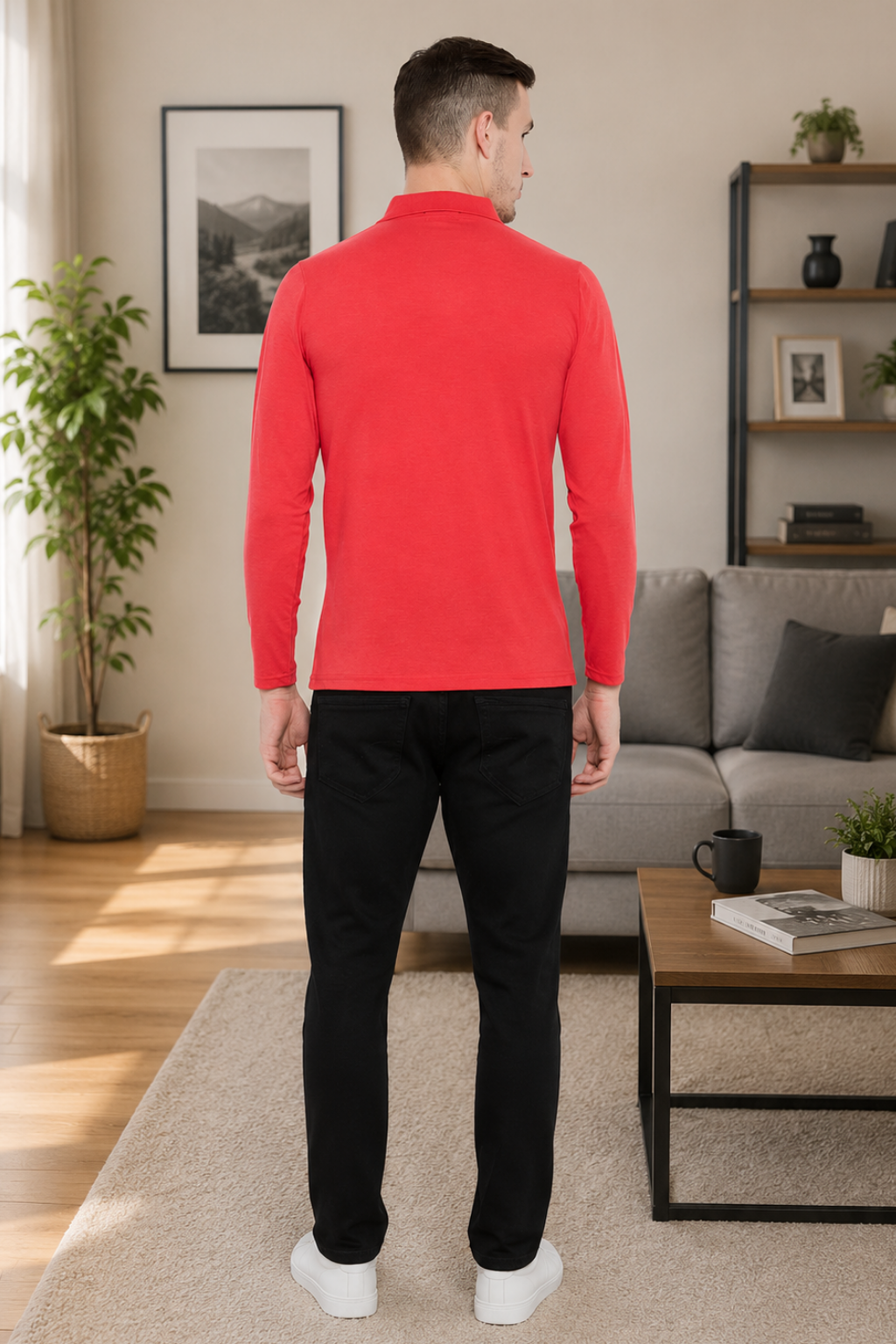 Camey Men's T-Shirts – Soft, Great Everyday Fit | Men's Red Full Sleeves Cotton Polo T-Shirt