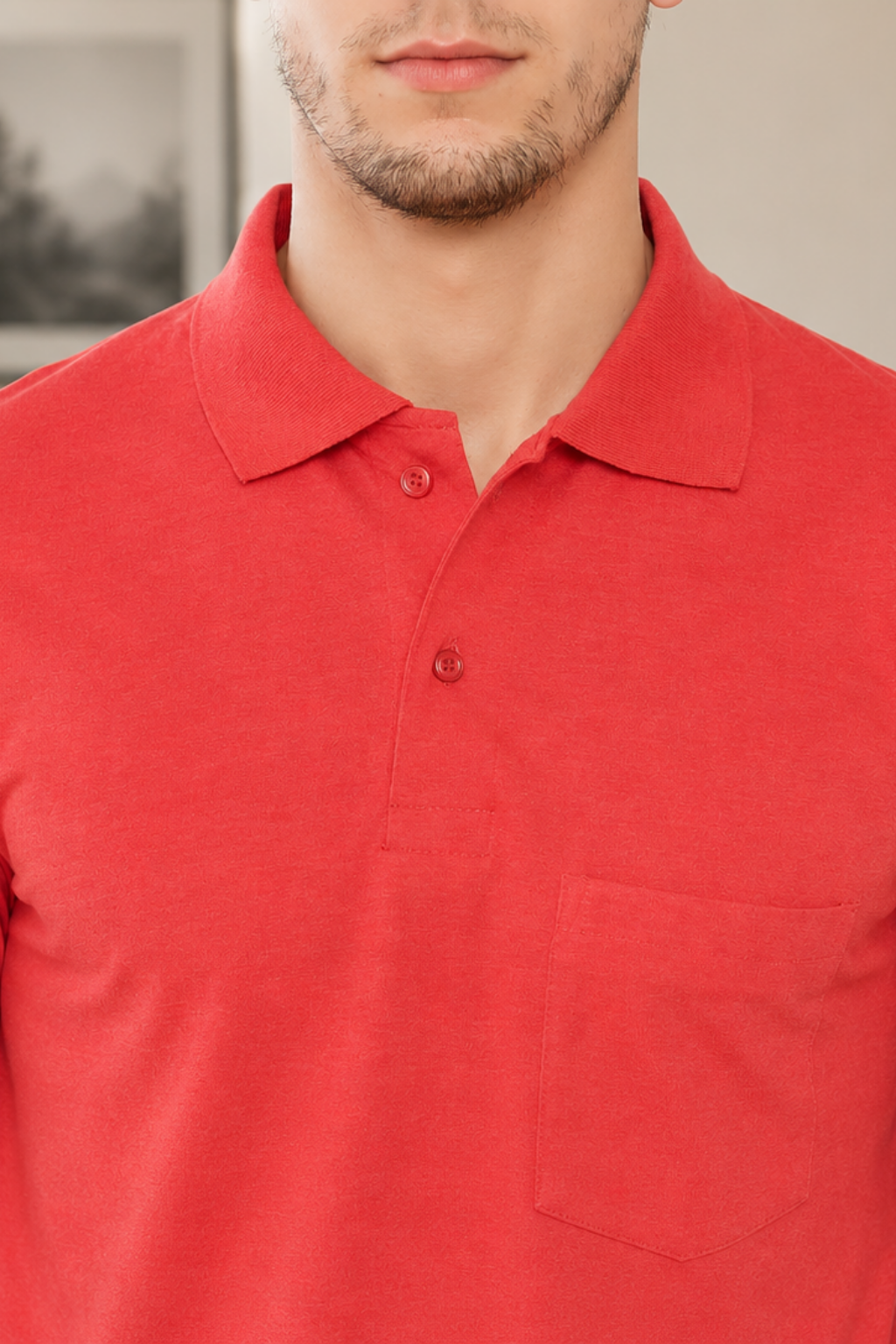 Camey Men's T-Shirts – Soft, Great Everyday Fit | Men's Red Full Sleeves Cotton Polo T-Shirt