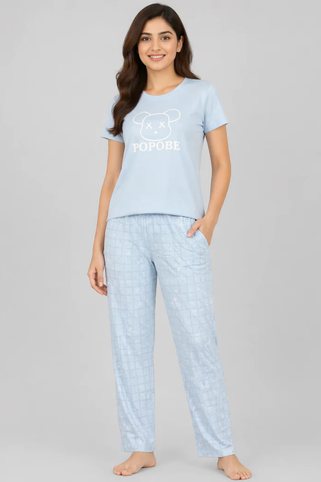 Women Night Suit Set – Soft Printed Sleepwear with Half Sleeves & Full Length Pyjama