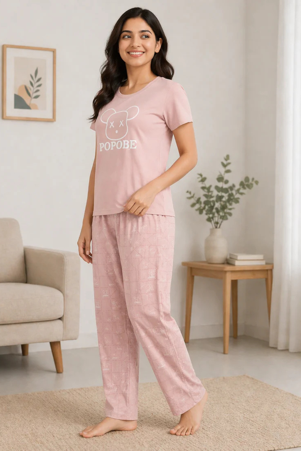 Women Soft Comfortable Night Suit Lounge Wear Pyjama Set for Daily Wear