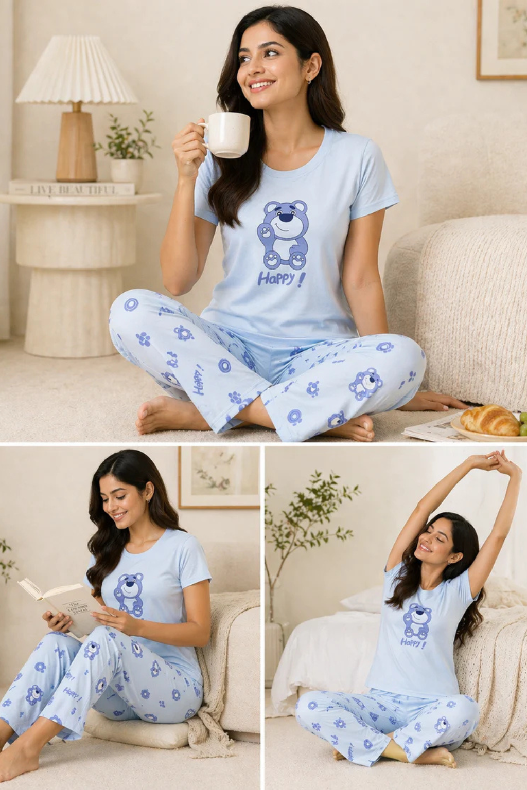 Women Cotton Pyjama Set Nightwear Lounge Wear Sleepwear