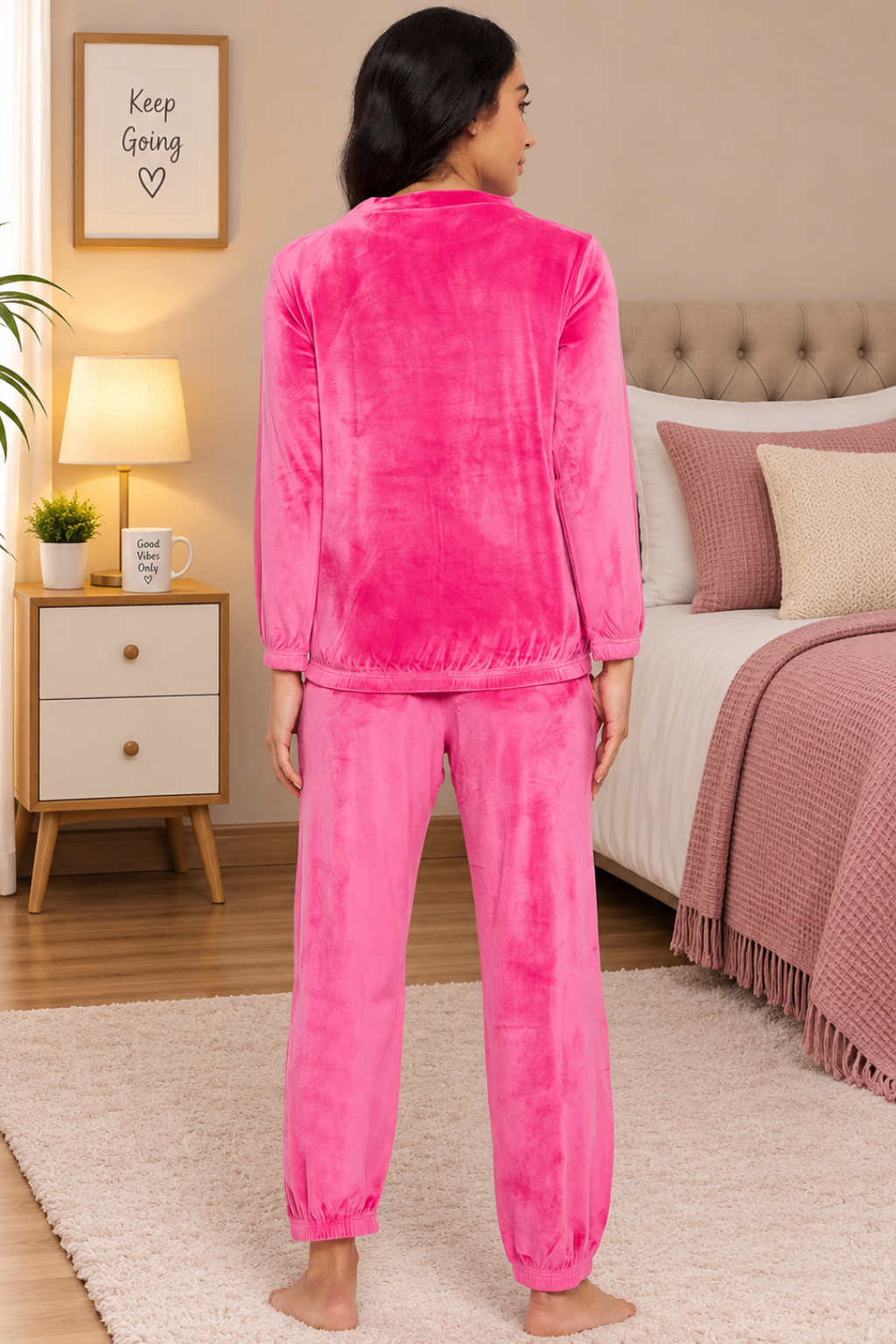 Women's Winter Full Sleeve Top and Jogger Pants Regular Fit Night Suit Round Neck Top and Pyjama Set Ladies Night Dress