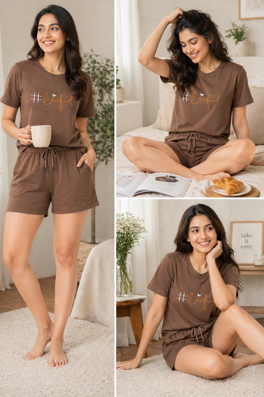 Women Cotton Nightwear Co-ord Set | T-Shirt & Shorts Lounge Set | Soft Comfortable Sleepwear Outfit