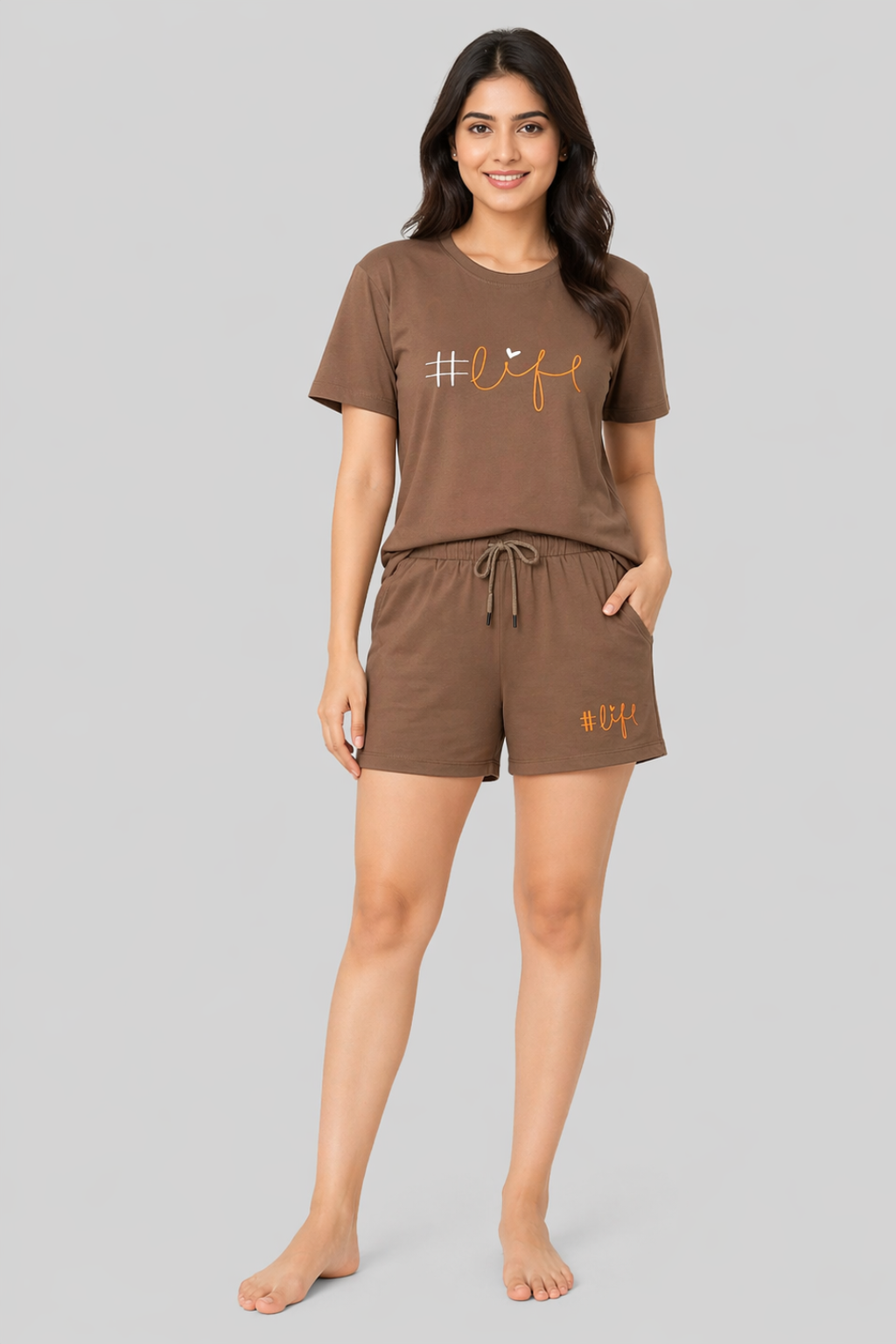 Women Cotton Nightwear Co-ord Set | T-Shirt & Shorts Lounge Set | Soft Comfortable Sleepwear Outfit