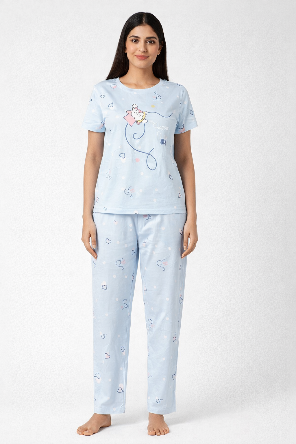 Women Viscose Pyjama Set Cute Prints Women Night Suit Soft Breathable Sleepwear