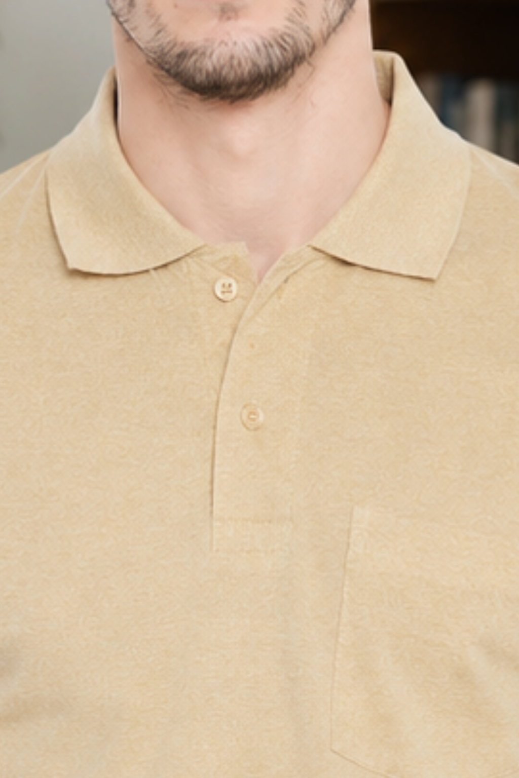 Men's Cream Full Sleeves Cotton Polo T-Shirt