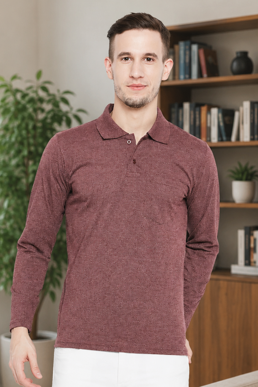 Camey Classic T-Shirts – Ideal Men's Wardrobe Essential | Men's Coffee Full Sleeves Cotton Polo T-Shirt