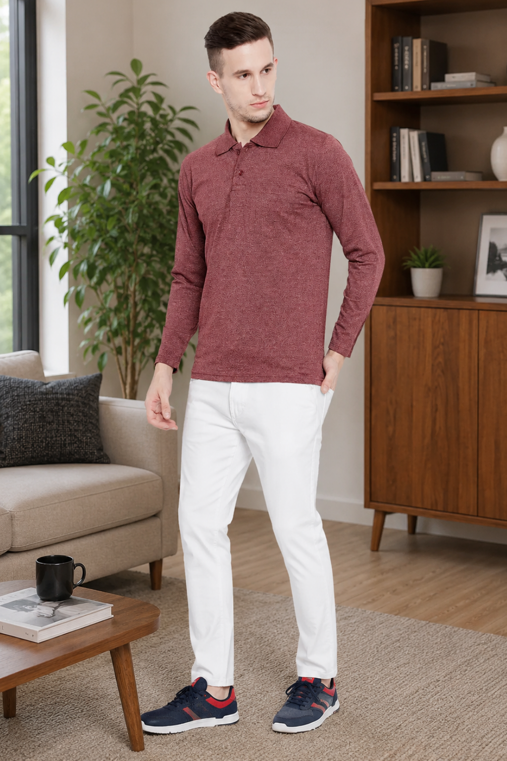 Camey Classic T-Shirts – Ideal Men's Wardrobe Essential | Men's Coffee Full Sleeves Cotton Polo T-Shirt