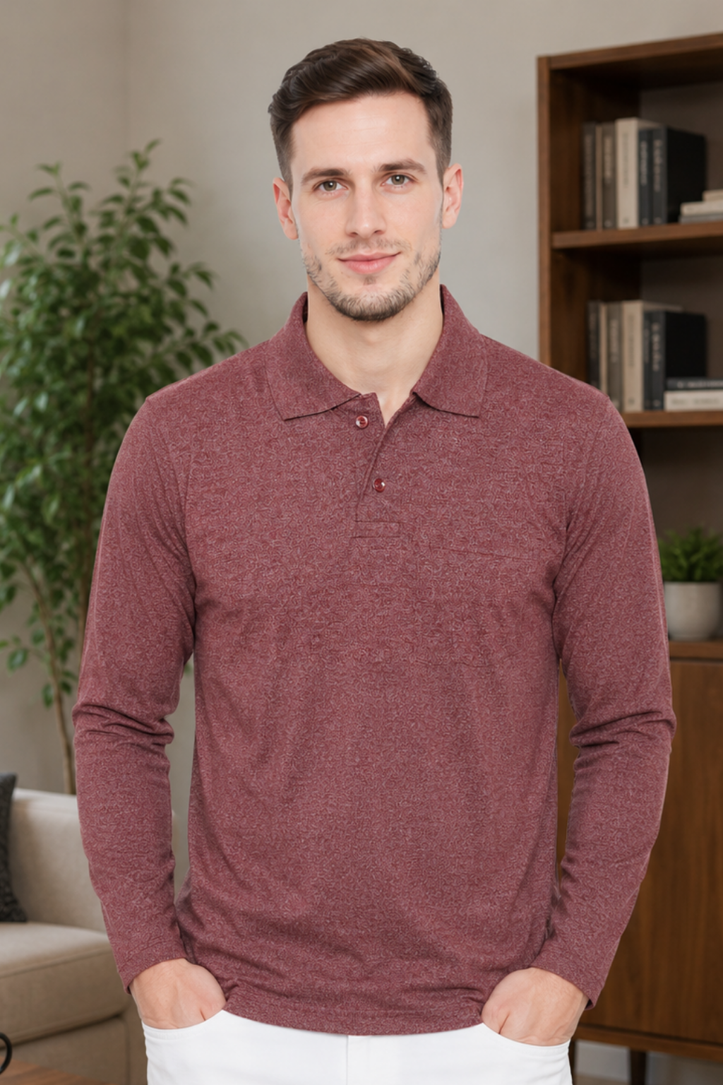 Camey Classic T-Shirts – Ideal Men's Wardrobe Essential | Men's Coffee Full Sleeves Cotton Polo T-Shirt