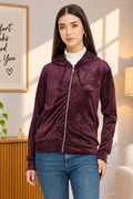 Women’s Floral Textured Zip-Up Hooded Sweatshirt