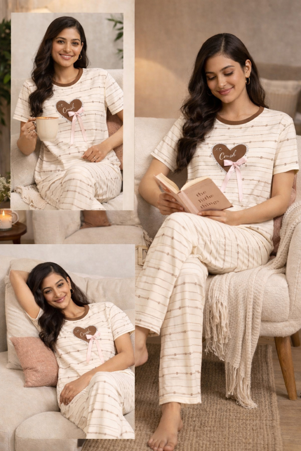 Women  Night Suit Set – Soft Printed Sleepwear with Half Sleeves & Full Length Pyjama