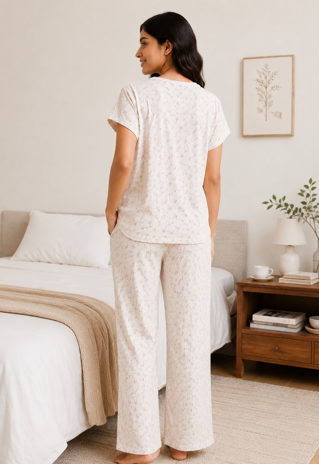 Women Night Suit Set | Soft & Breathable Sleepwear for Women | Half Sleeve Top with Full Length Pyjama