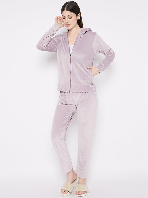 Women's Winter Full Sleeve Top and Pajama Pants Regular Fit Night Suit Hooded Top and Pyjama Set Ladies Night Dress
