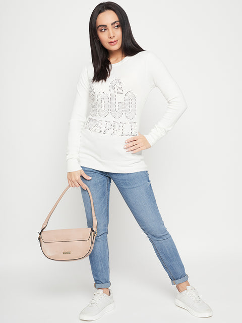Women Woolen winter full sleeve coco stone print Round Neck top/Sweater