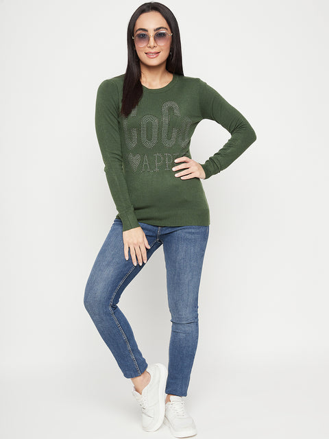 Women Woolen winter full sleeve coco stone print Round Neck top/Sweater