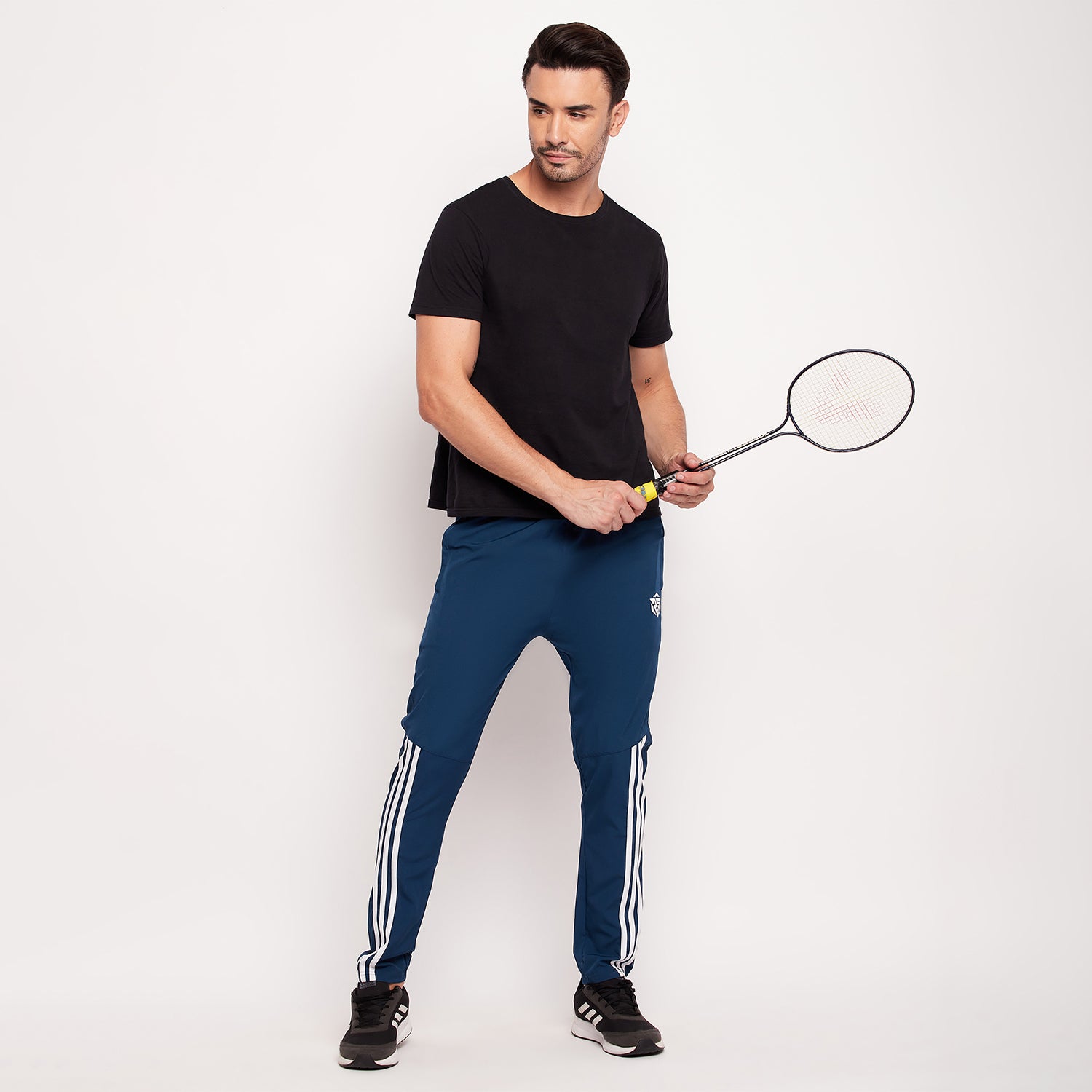 Men Striped Running Track Pants with Zipper Pocket