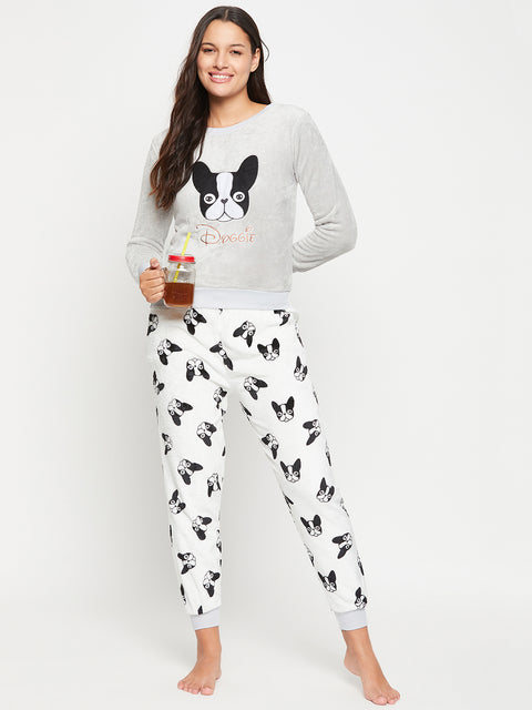 Women Printed Winter Full Sleeve Top and Pajama Pants
