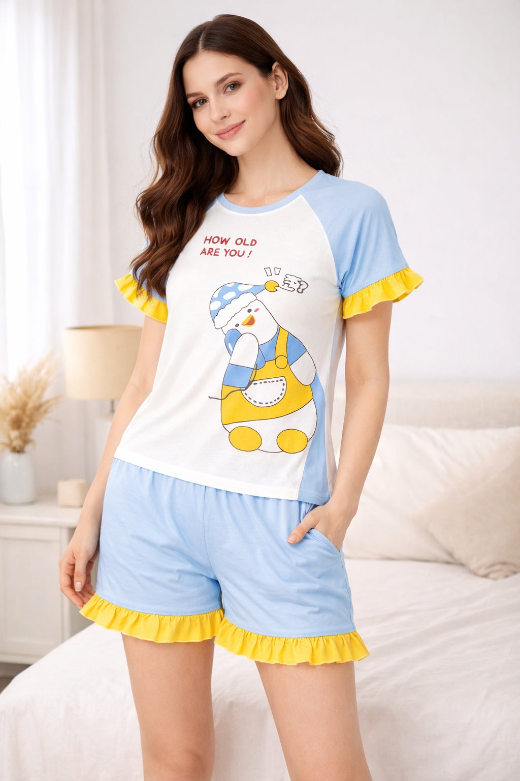 Women’s Shorts Nightwear Set | Printed T-Shirt & Shorts