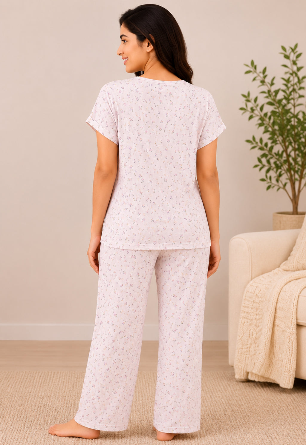 Women Night Suit Set | Soft & Breathable Sleepwear for Women | Half Sleeve Top with Full Length Pyjama
