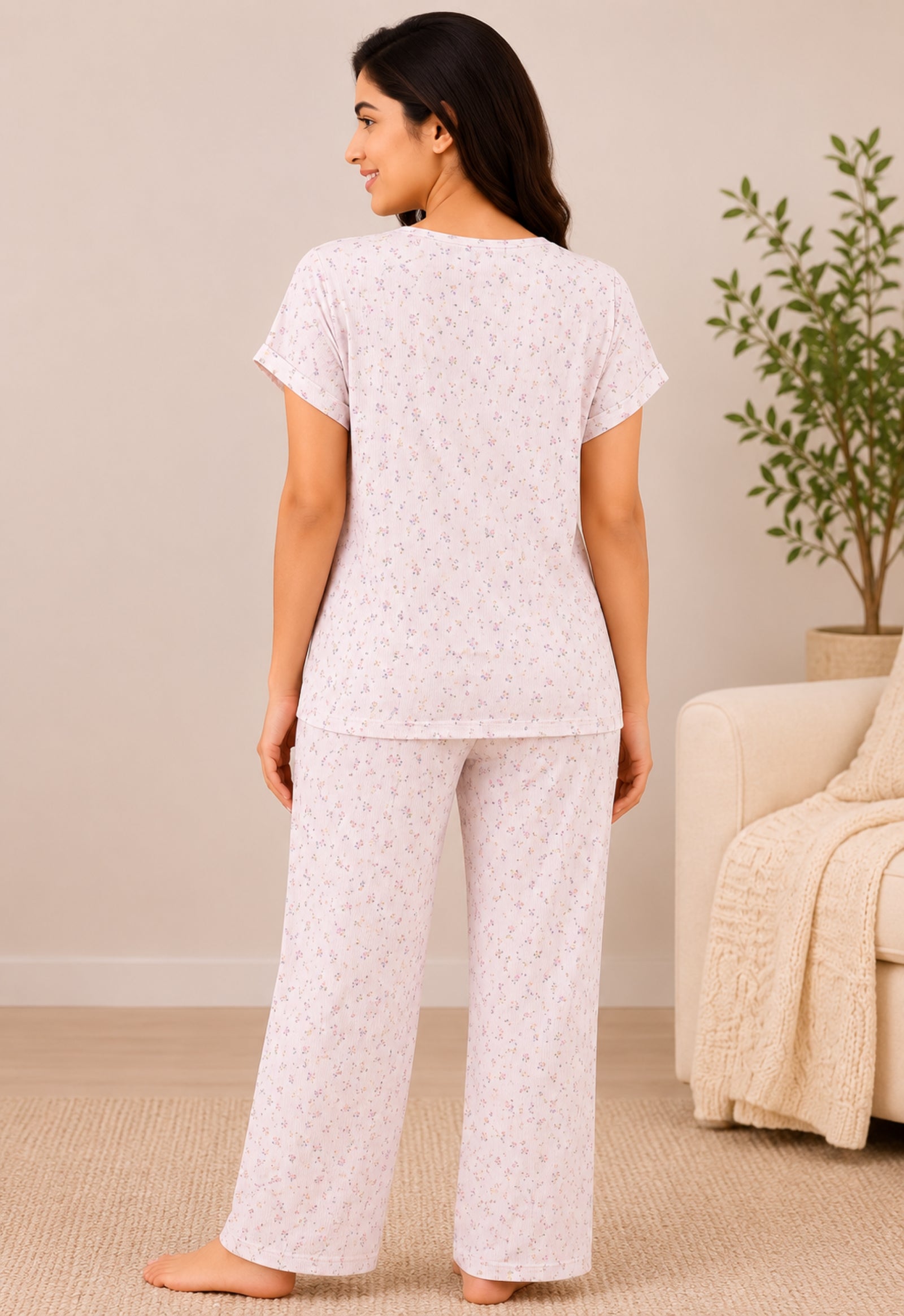 Women Night Suit Set | Soft & Breathable Sleepwear for Women | Half Sleeve Top with Full Length Pyjama