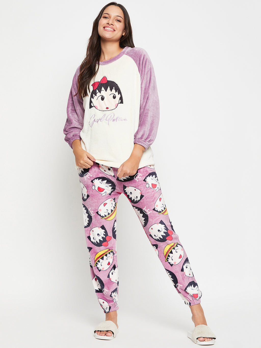 Women Printed Winter 3/4 Sleeve Top and Pajama Pants
