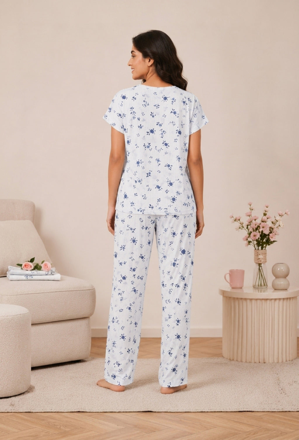 Women Night Suit Set | Soft &amp; Breathable Sleepwear for Women | Half Sleeve Top with Full Length Pyjama