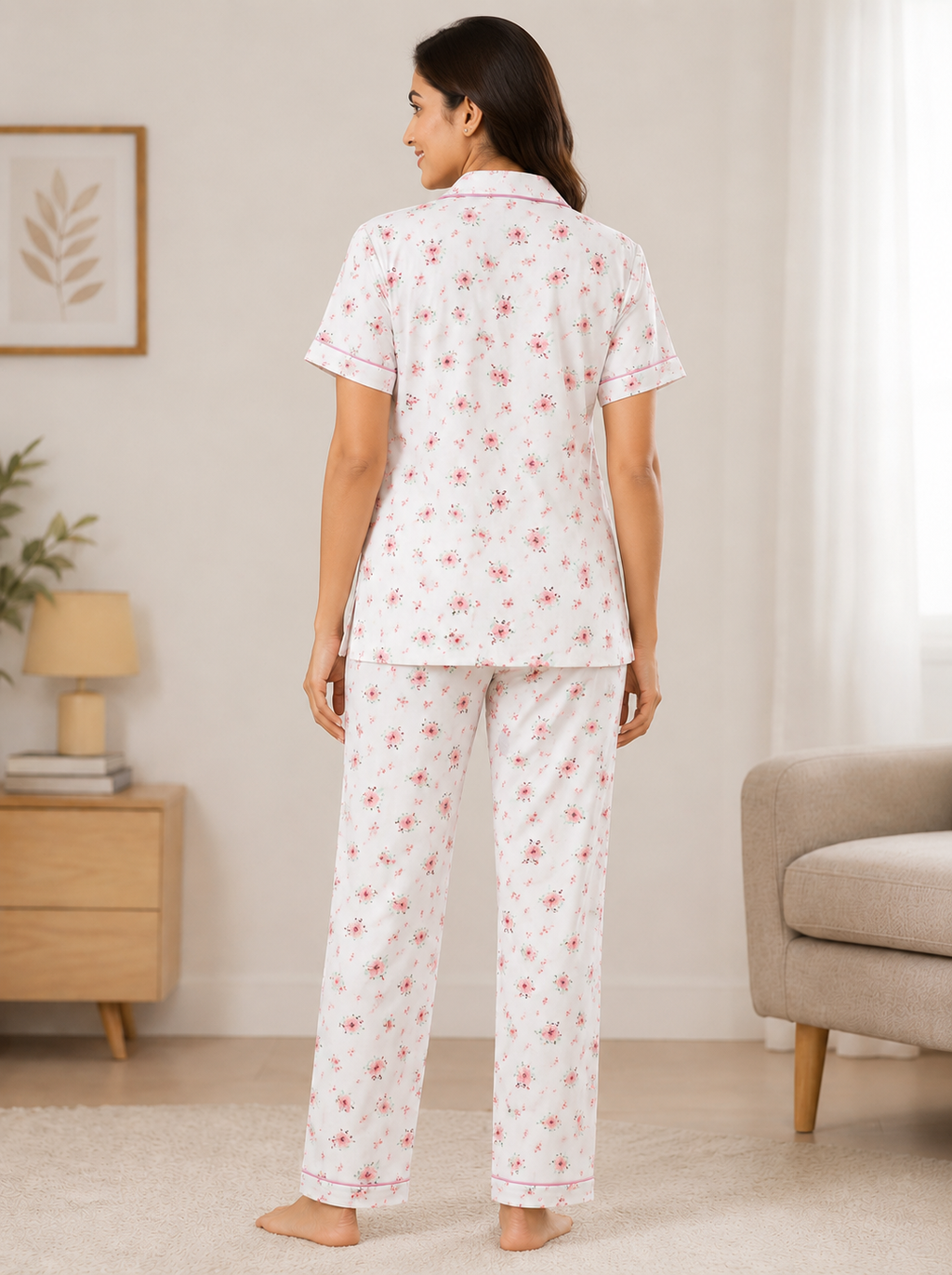 Women Night Suit | Women Sleepwear Set | Ladies Nightwear | Front Open Pyjama Set