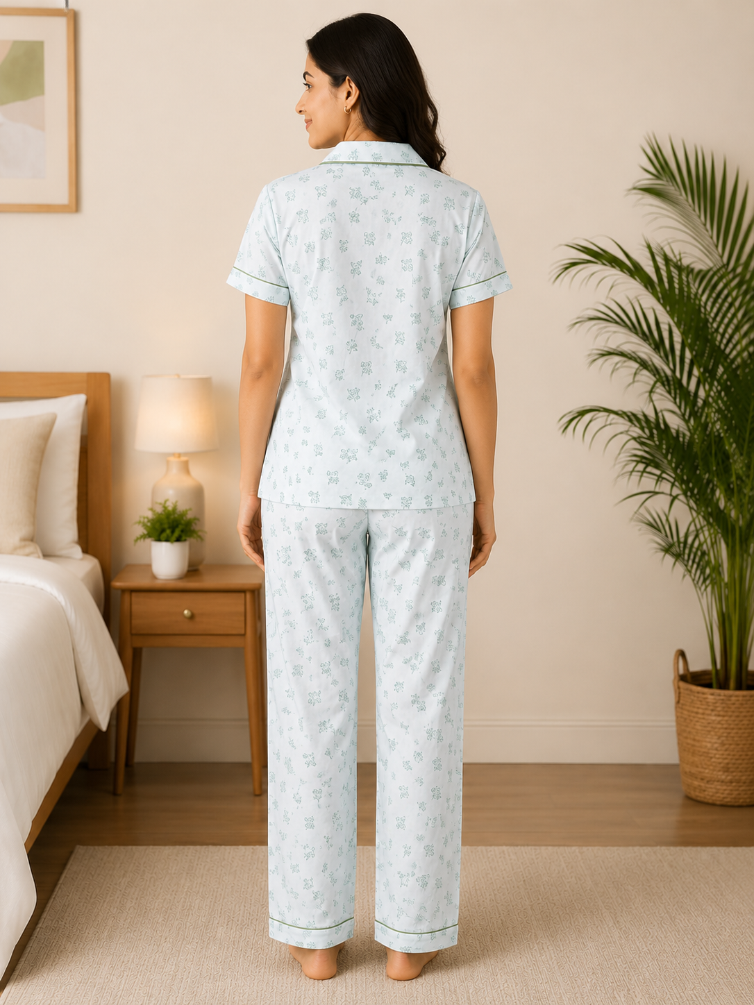 Women Night Suit | Women Sleepwear Set | Ladies Nightwear | Front Open Pyjama Set