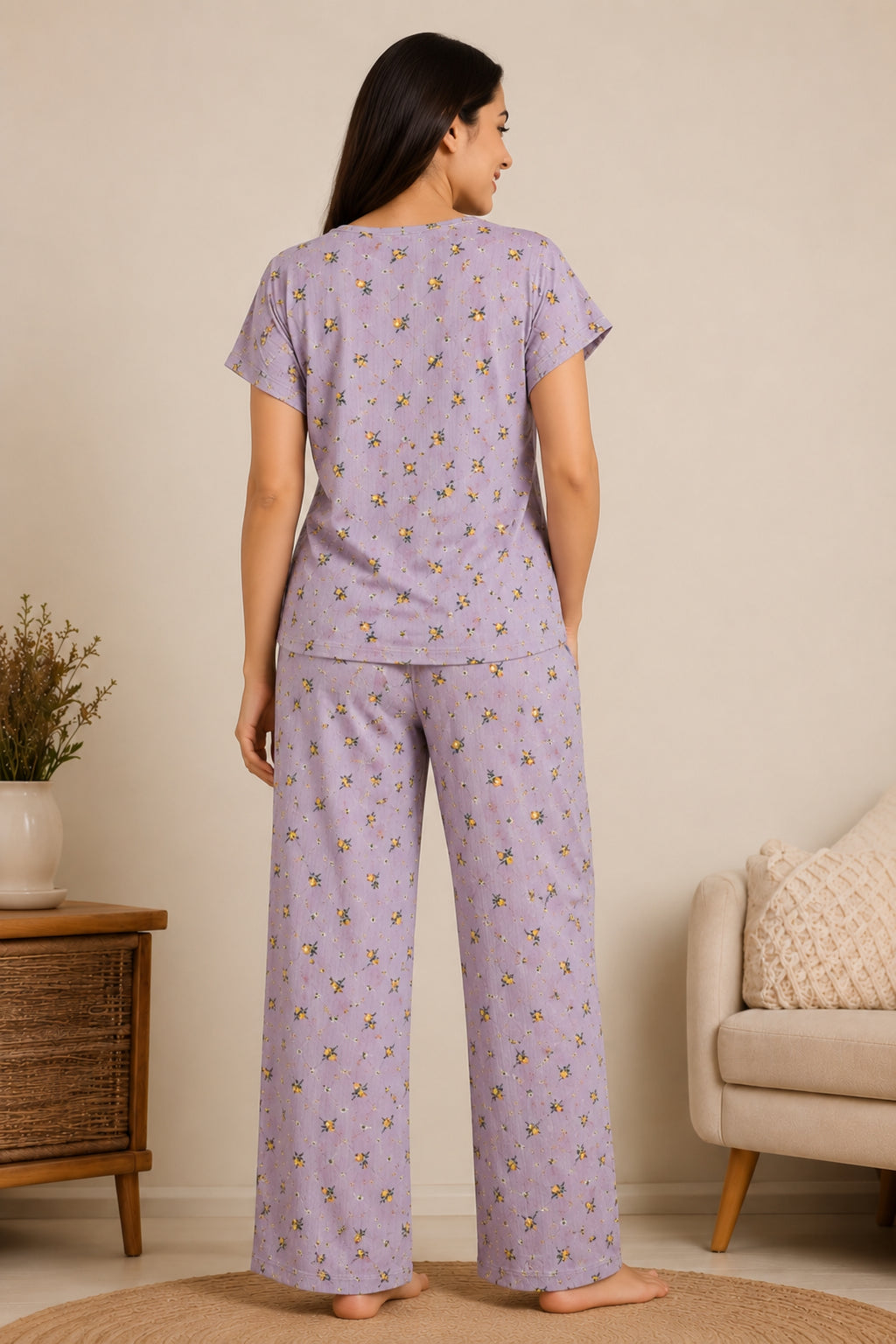 Women Night Suit Set | Soft & Breathable Sleepwear for Women | Half Sleeve Top with Full Length Pyjama